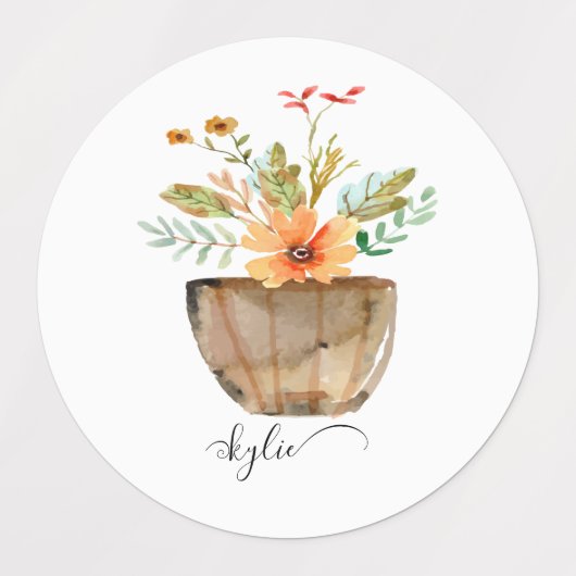 Rustic Coral Painted Flowers ラベル (デザイン2)
