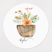 Rustic Coral Painted Flowers ラベル (デザイン1)