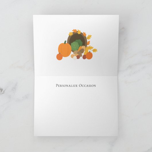 Rustic Cornucopia Harvest Thanksgiving Blessings カード (内部)