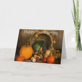 Rustic Cornucopia Harvest Thanksgiving Blessings カード