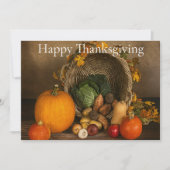Rustic Cornucopia Harvest Thanksgiving Blessings シーズンカード (正面)