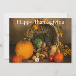 Rustic Cornucopia Harvest Thanksgiving Blessings シーズンカード