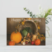 Rustic Cornucopia Harvest Thanksgiving Blessings シーズンカード (スタンド正面)