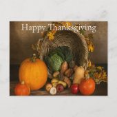 Rustic Cornucopia Harvest Thanksgiving Blessings シーズンポストカード (正面)