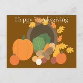 Rustic Cornucopia Harvest Thanksgiving Minimalist  シーズンポストカード