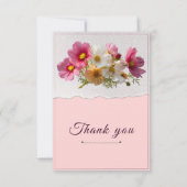 Rustic Cosmos Floral Plaster Torn Paper Wedding RS 出欠カード (裏面)