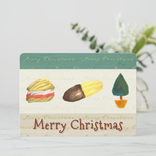 Rustic Cosy Biscuits Cookies Christmas Flat シーズンカード (スタンド正面)