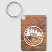 Rustic Cottage Cabin Barn | Custom Family Name キーホルダー (正面)