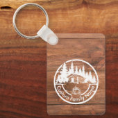 Rustic Cottage Cabin Barn | Custom Family Name キーホルダー (正面)