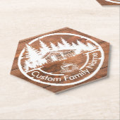 Rustic Cottage Cabin Barn | Custom Family Name ペーパーコースター (アングル)