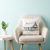 Rustic Cottage Charcoal Sketch クッション (椅子)