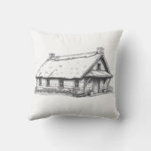 Rustic Cottage Charcoal Sketch クッション (裏面)