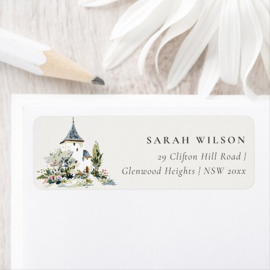Rustic Cottage Landscape Home Moved Address ラベル (インサイチュ)