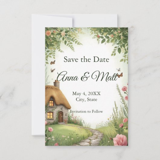  Rustic Cottage Wildflower Save the Date セーブザデート (正面)