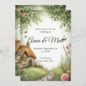 Rustic Cottage Wildflower Wedding Invitation 招待状 (正面/裏面)