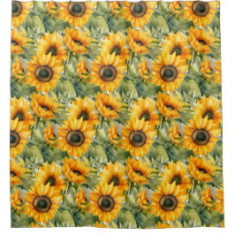 Rustic Country Americana Sunflower Shower Curtains シャワーカーテン