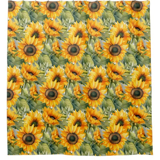 Rustic Country Americana Sunflower Shower Curtains シャワーカーテン (正面)