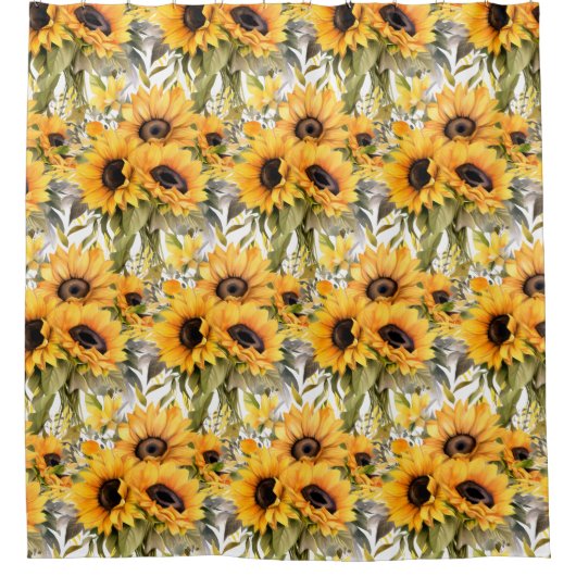 Rustic Country Americana Sunflower Shower Curtains シャワーカーテン (正面)