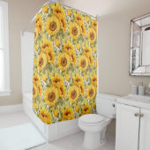 Rustic Country Americana Sunflower Shower Curtains シャワーカーテン (インサイチュ)