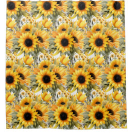 Rustic Country Americana Sunflower Shower Curtains シャワーカーテン