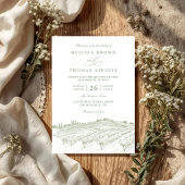Rustic Country Art Line Elegant QR Code Wedding 招待状