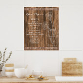 Rustic Country Barn Wood Bar Menu ポスター (キッチン)