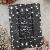 Rustic country barn wood string lights wedding 招待状