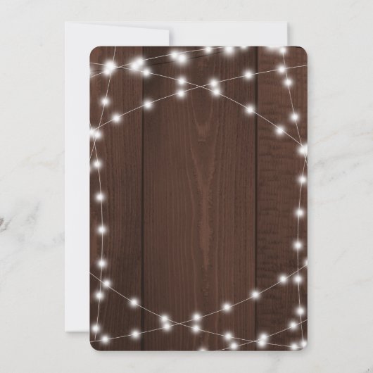 Rustic country barn wood string lights wedding 招待状 (裏面)