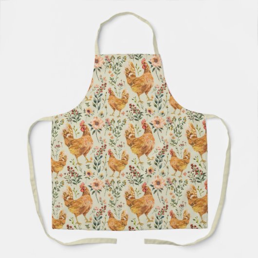 Rustic Country Chicken Pattern エプロン (正面)