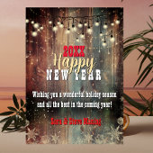 Rustic Country Christmas lights Happy New Year シーズンカード