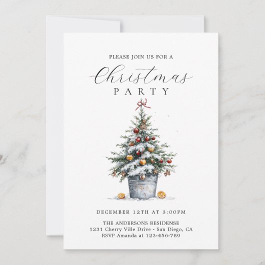 Rustic Country Christmas Party Invitation 招待状 (正面)