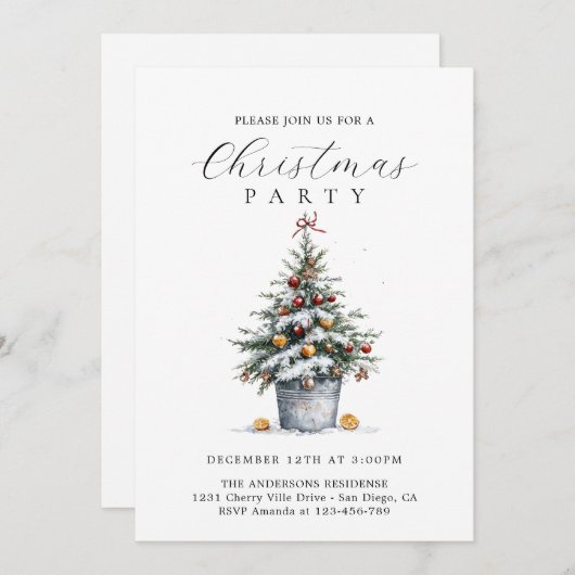 Rustic Country Christmas Party Invitation 招待状 (正面/裏面)