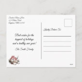 Rustic Country Christmas Scene Happy Holidays シーズンポストカード (裏面)