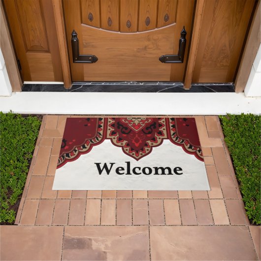 Rustic Country Entryway Doormat with Decorative Ar ドアマット (室外)