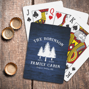 Rustic Country Family Cabin Trees Blue Wood Print トランプ