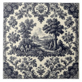 Rustic Country Folks French Toile Pastoral Scenery タイル (正面)