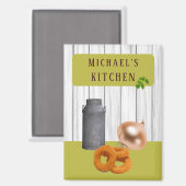 Rustic Country Kitchen with Name Magnet マグネット (正面/裏面)