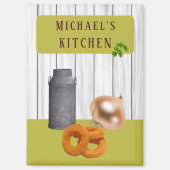 Rustic Country Kitchen with Name Magnet マグネット (正面)