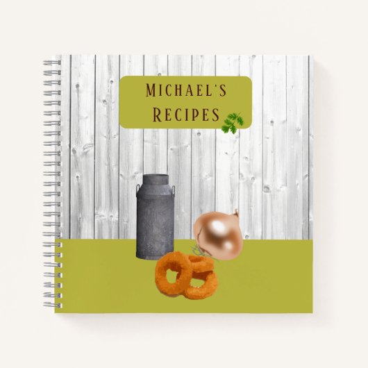 Rustic Country Kitchen with Name Recipe Book ノートブック (正面)