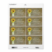 Rustic Country Mason Jar Flowers Sunflower Bouquet ラベル (フルシート)