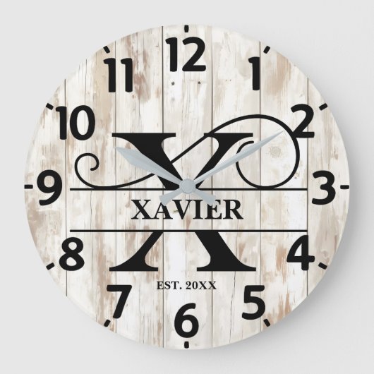 Rustic Country Monogram ラージ壁時計 (正面)