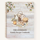 Rustic Country Personalized Family Recipe Book ノートブック (正面)