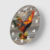 Rustic Country Rooster Kitchen ラウンド壁時計 (傾斜)