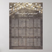 Rustic Country String Lights Wedding Seating Chart ポスター (正面)