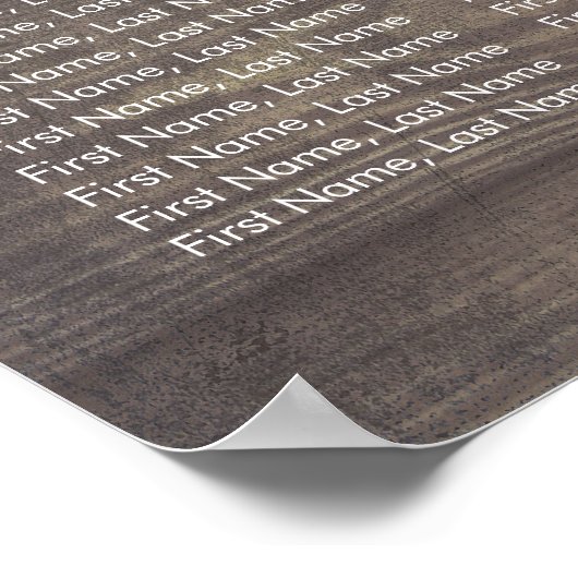 Rustic Country String Lights Wedding Seating Chart ポスター (角)