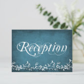 Rustic Country Swirls Blue Reception Cards 招待状 (スタンド正面)