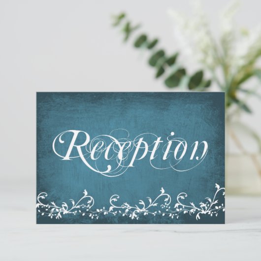 Rustic Country Swirls Blue Reception Cards 招待状 (スタンド正面)