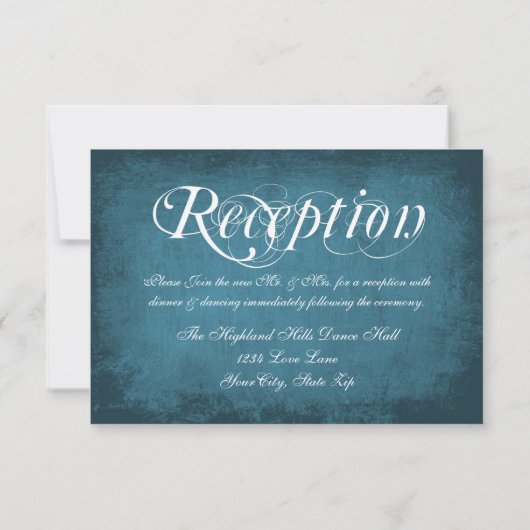 Rustic Country Swirls Blue Reception Cards 招待状 (裏面)