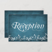 Rustic Country Swirls Blue Reception Cards 招待状 (正面/裏面)