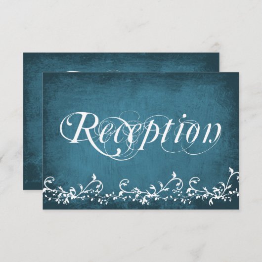 Rustic Country Swirls Blue Reception Cards 招待状 (正面/裏面)